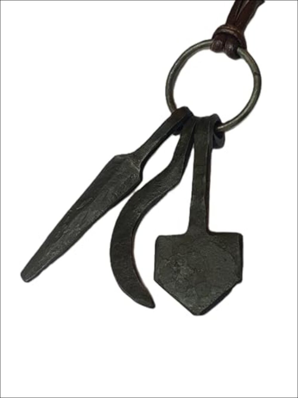 Hand Forged Iron Viking Amulet Ring Pendant Necklace Odin Thor Freyr